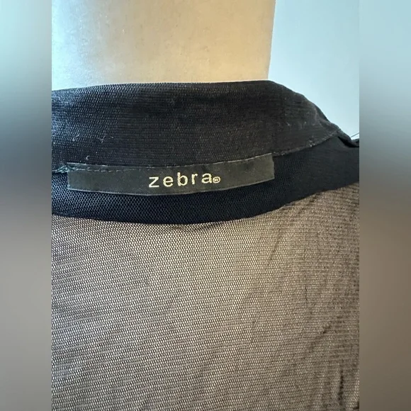 Zebra Sheer Vintage Ruffled Mesh Buttoned Blouse - Picture 10 of 12